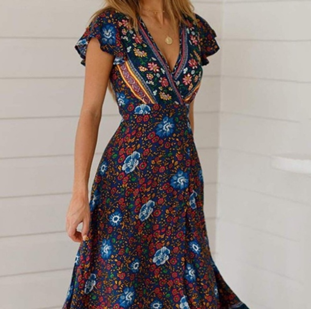 Bohemian wrap maxi dress